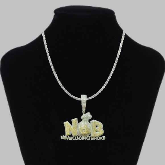 NEW | NDB Money Bag Never Doing Broke Duo Color Letter Pendant - Picture 2 of 3